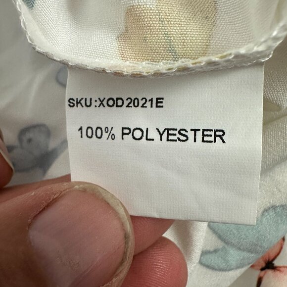 ChicMe Womens White Long-Sleeve Top With Multicolor Butterfly Print & Lace - Picture 7 of 8